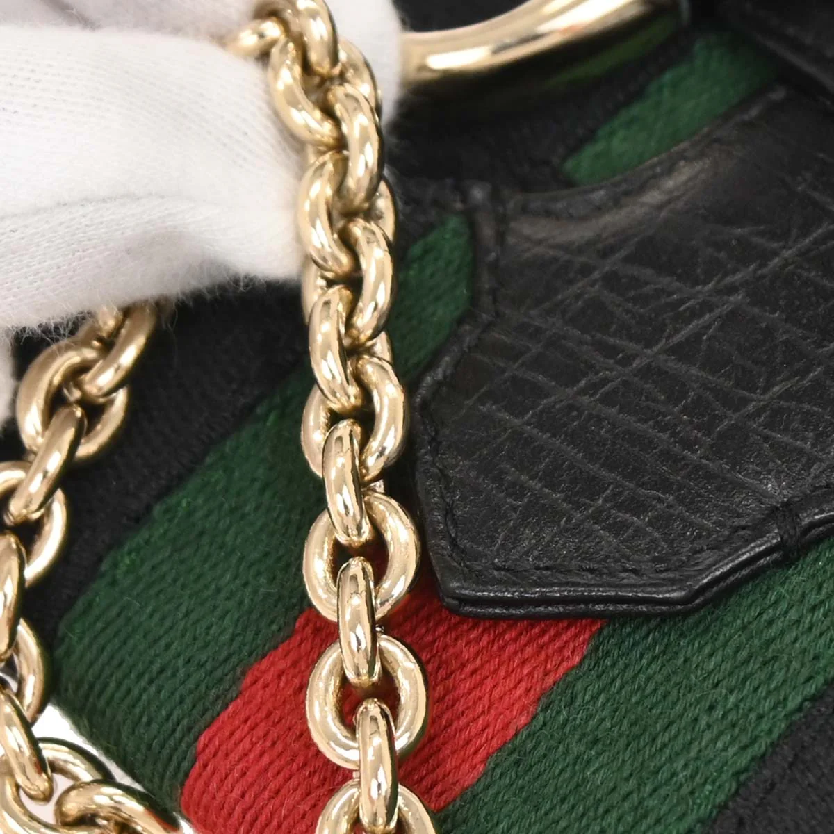 Gucci Black Canvas GG Horsebit Handbag - Image 4