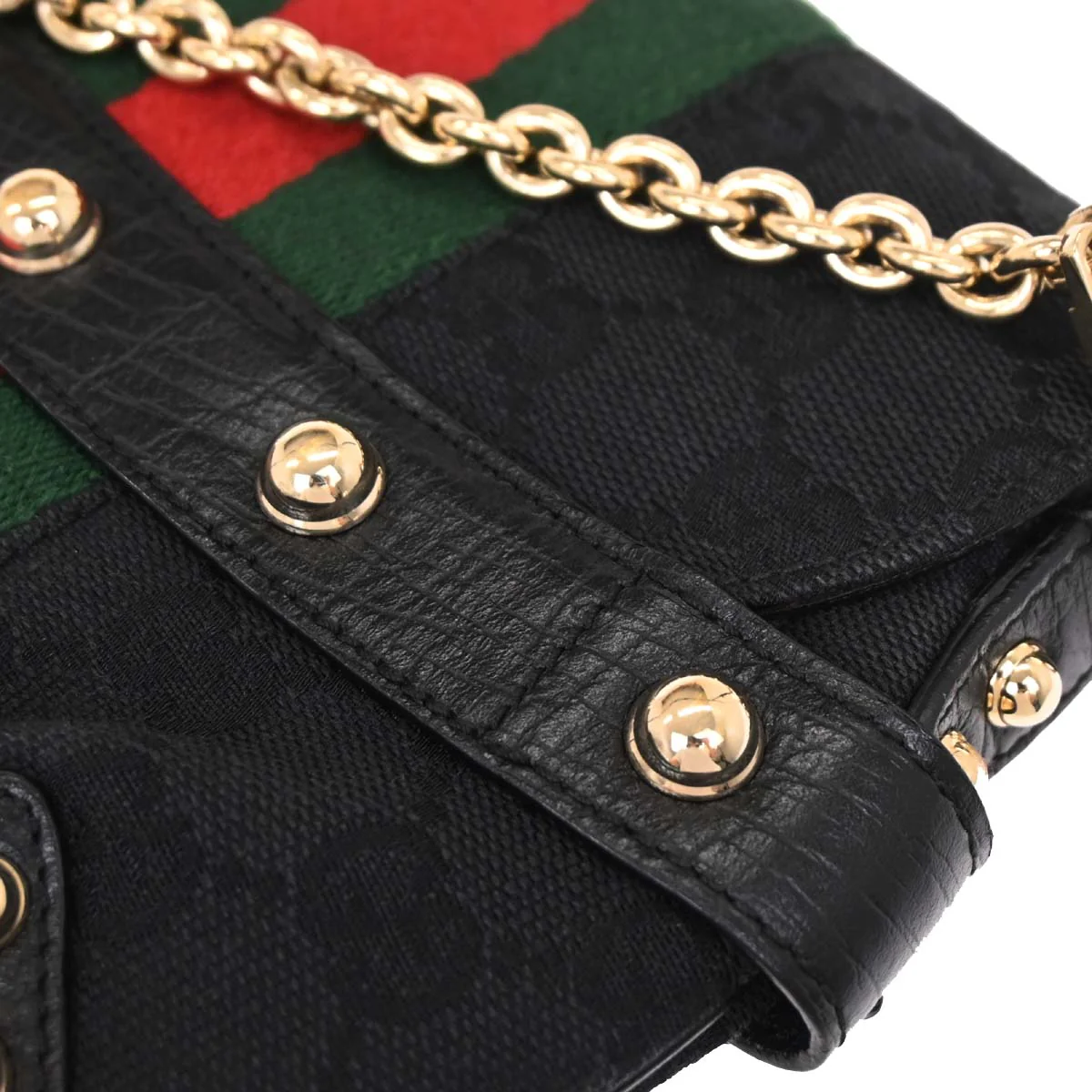 Gucci Black Canvas GG Horsebit Handbag - Image 6