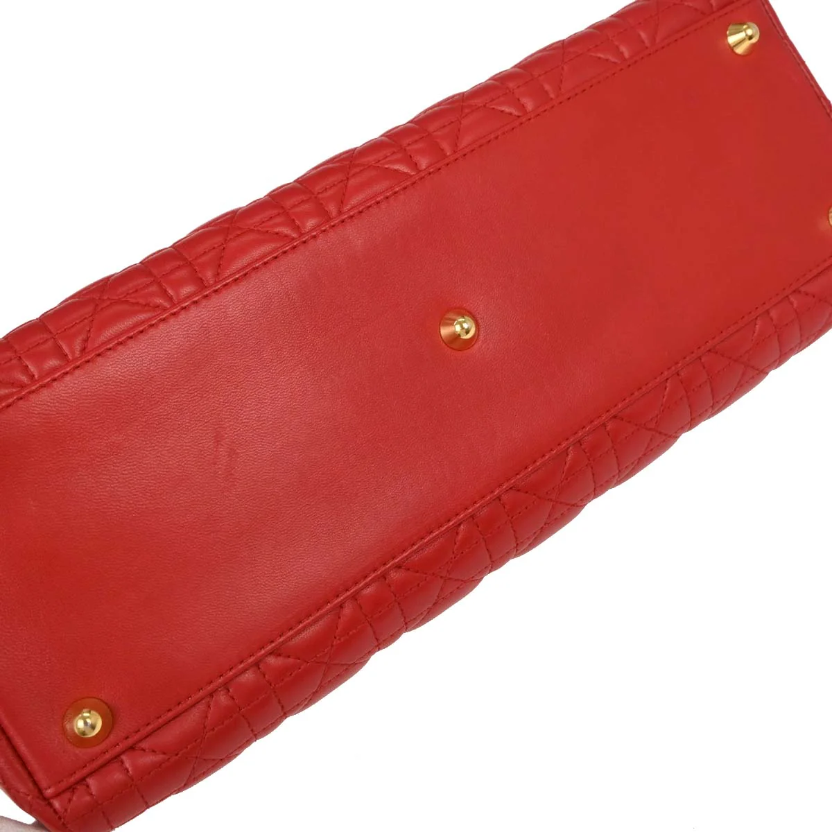 Christian Dior 1999 Red Lambskin Large Lady Dior 2way Shoulder Handbag - Image 5