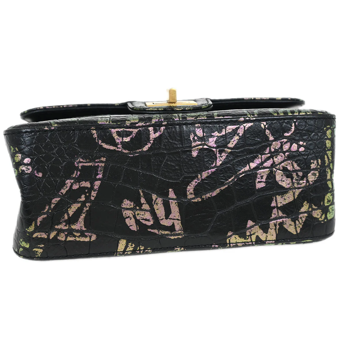 Chanel 2019 Black Embossed Leather Mademoiselle Lock Graffiti Shoulder Bag - Image 3
