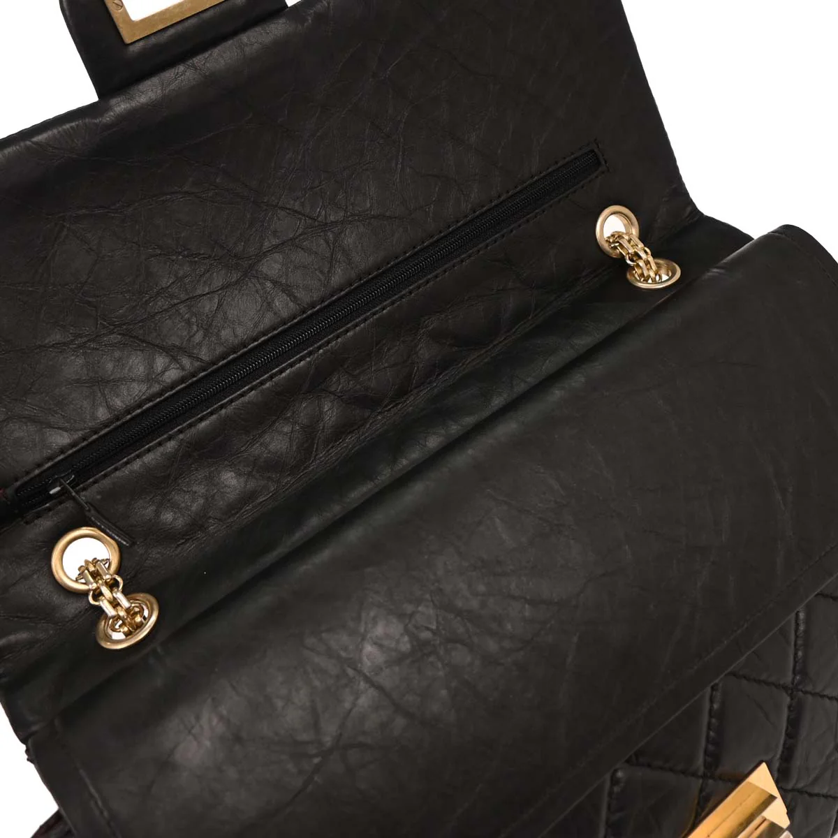 Chanel 2008-2009 Black Calfskin 2.55 Double Flap Shoulder Bag - Image 6