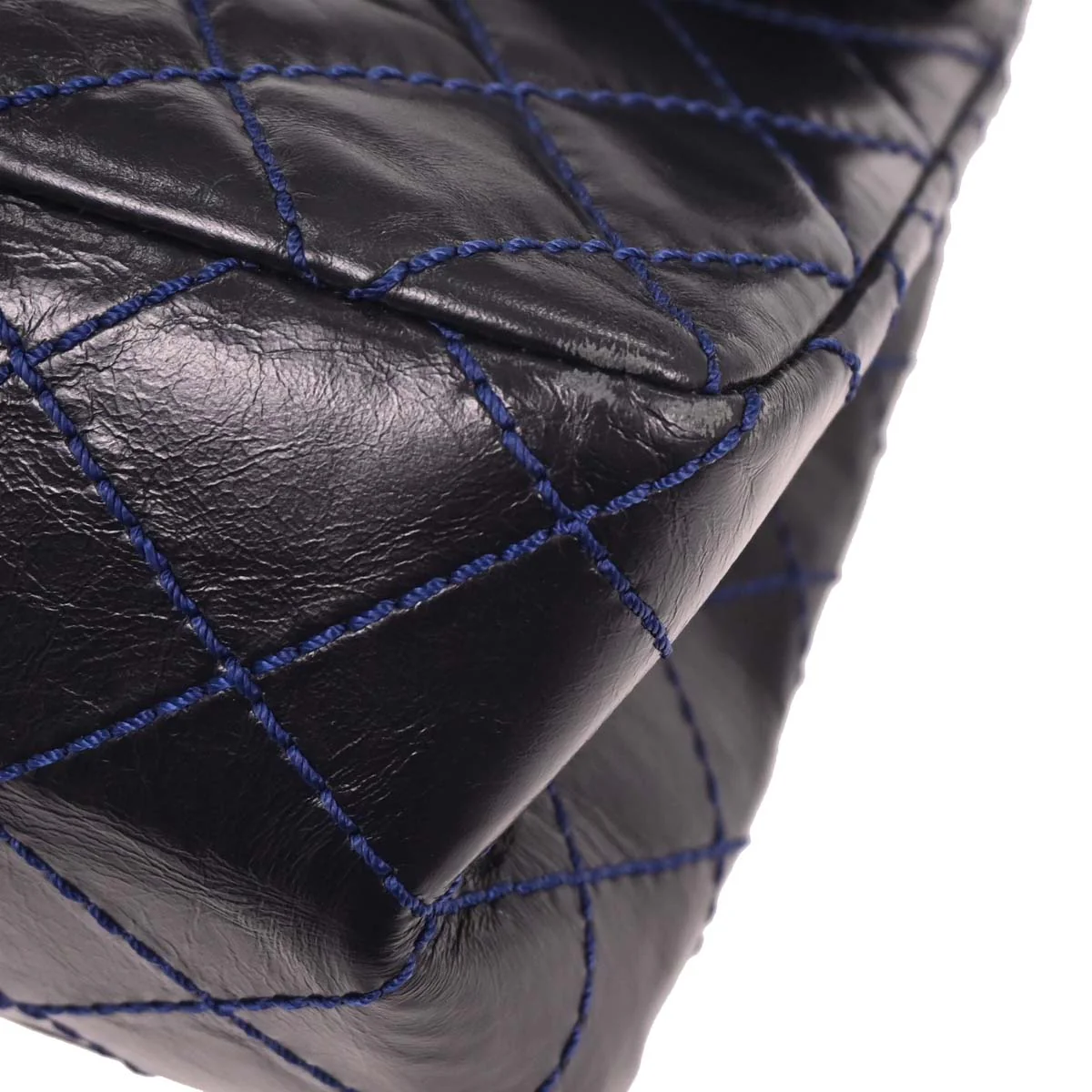 Chanel 2008-2009 Navy Calfskin 2.55 Double Flap Shoulder Bag - Image 5