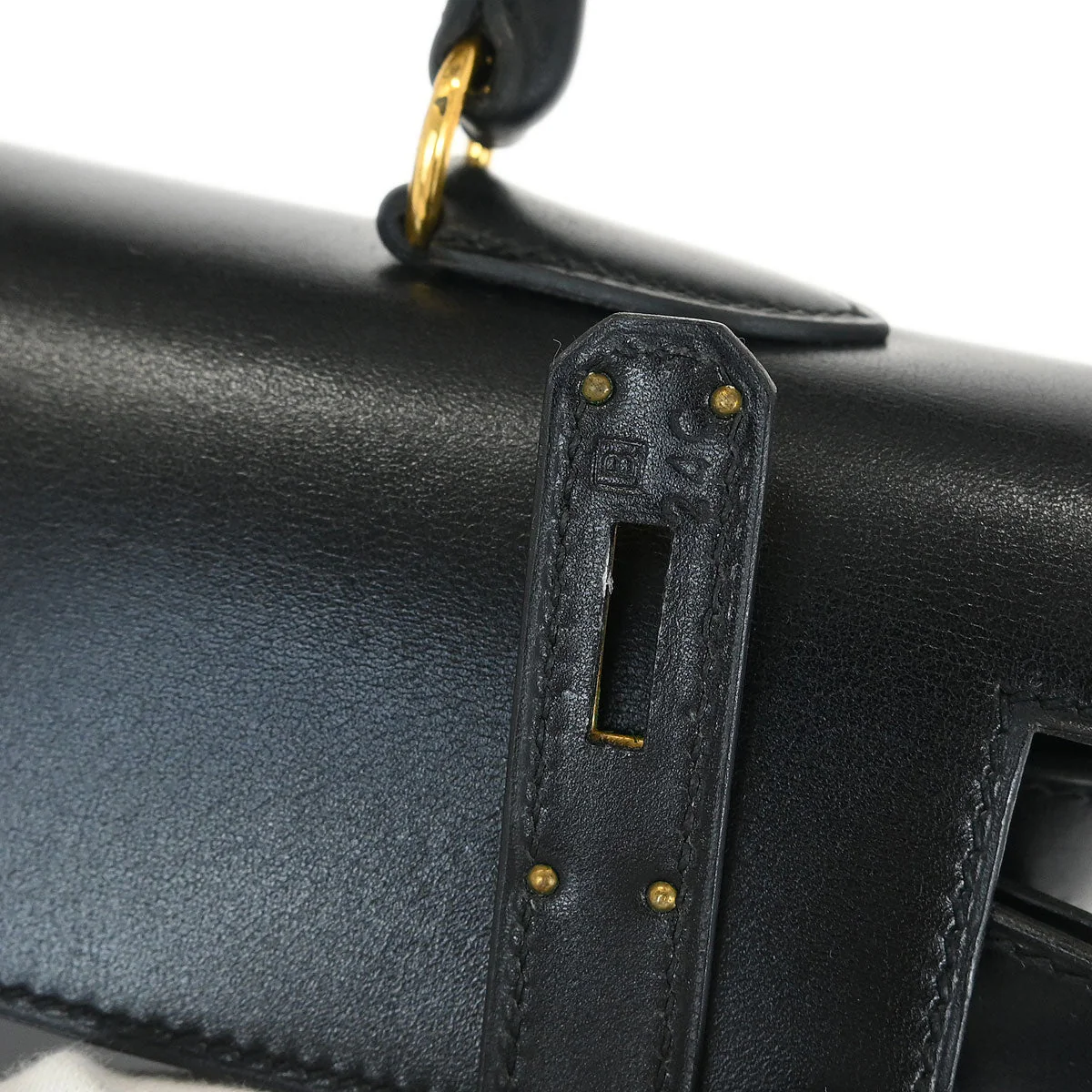 Hermes Black Box Calf Kelly 35 Sellier 2way Shoulder Handbag - Image 10