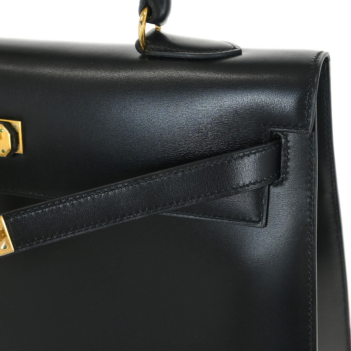 Hermes Black Box Calf Kelly 35 Sellier 2way Shoulder Handbag - Image 7