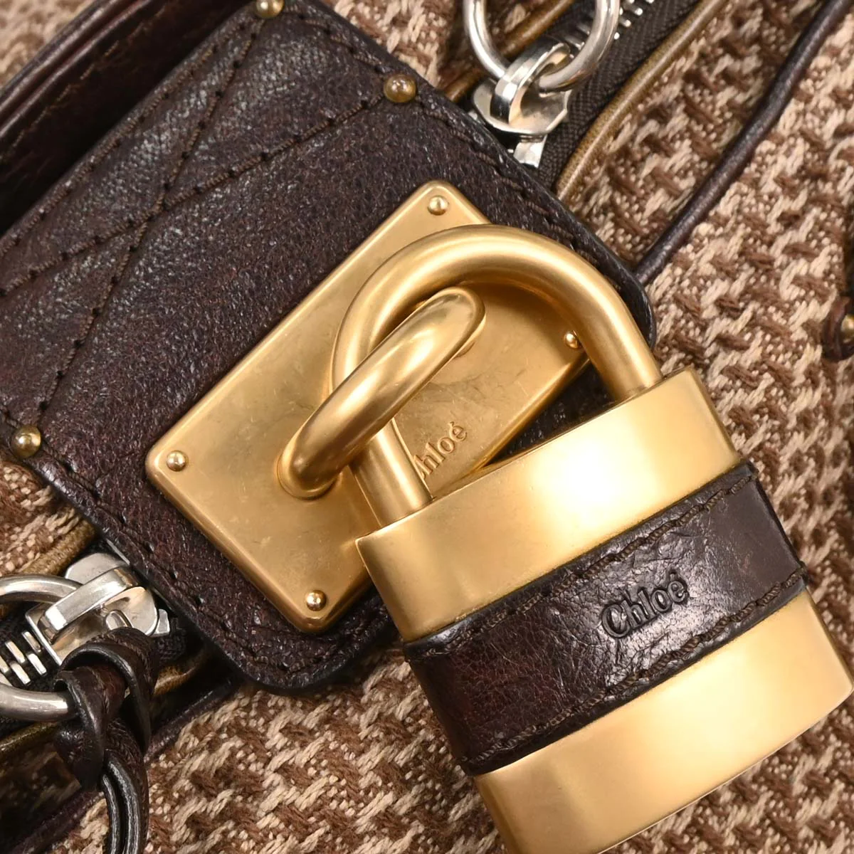 Chloe Brown Fabric Paddington Handbag - Image 7