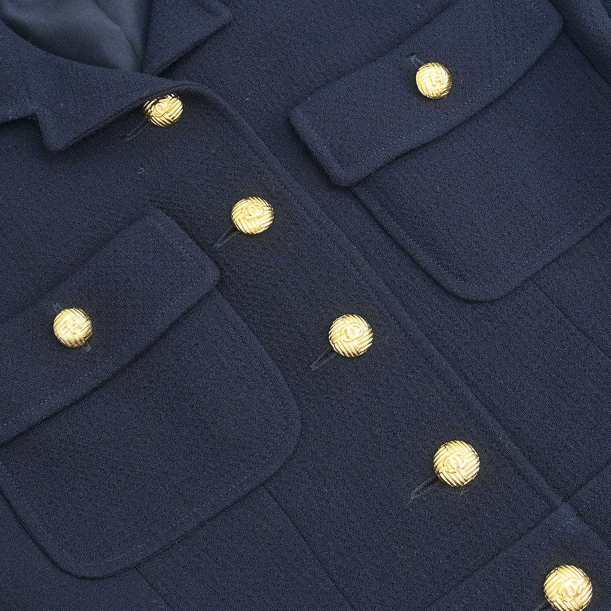 Chanel Setup Suit Jacket Skirt Navy #36 - Image 4