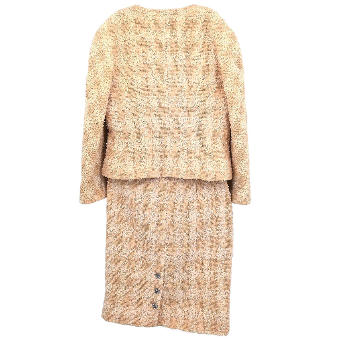 Chanel 1996 Setup Suit Jacket Skirt Beige #38 - Image 2