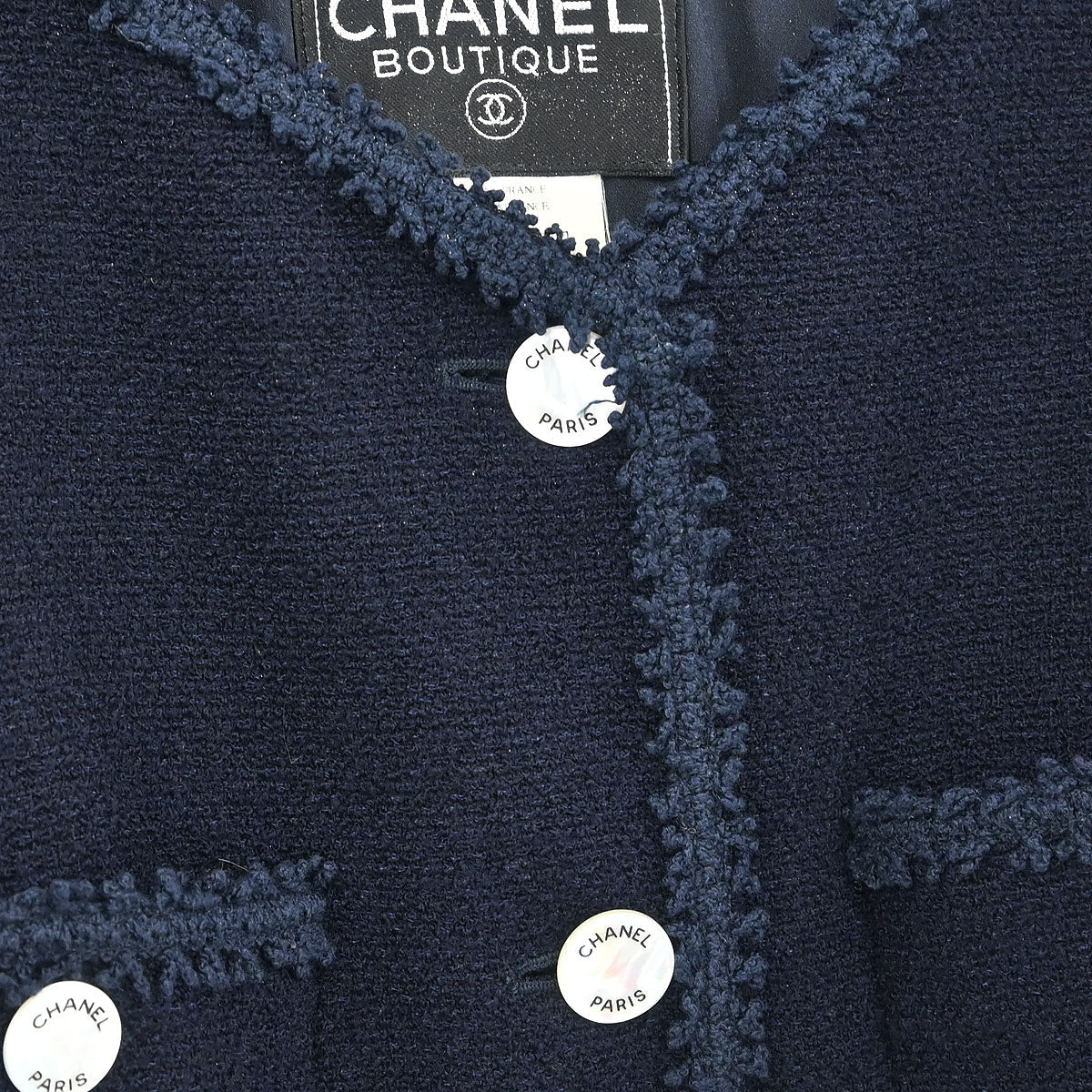 Chanel 1997 Setup Suit Jacket Skirt Navy #38 - Image 3