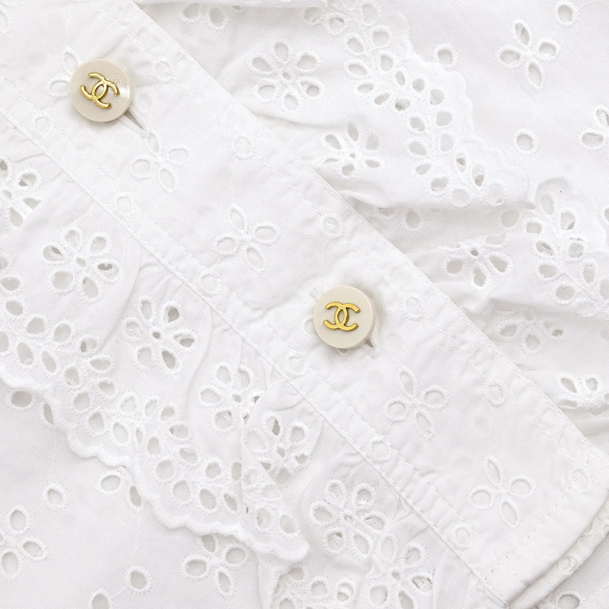 Chanel Top Blouse White #36 - Image 4
