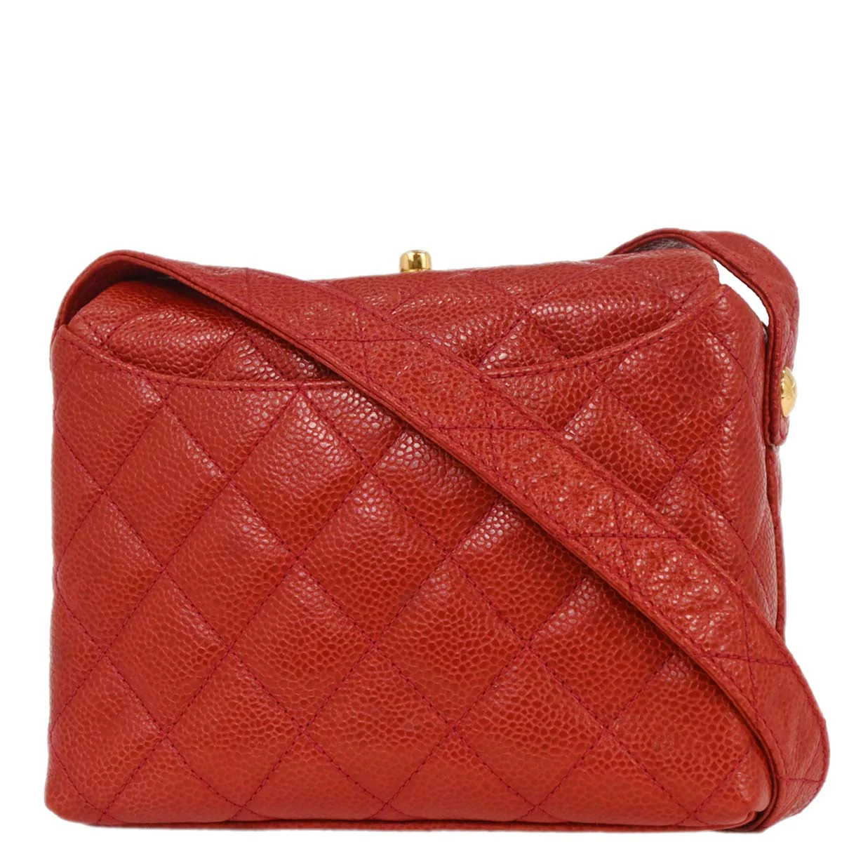 Chanel 1991-1994 Red Caviar Shoulder Bag - Image 2