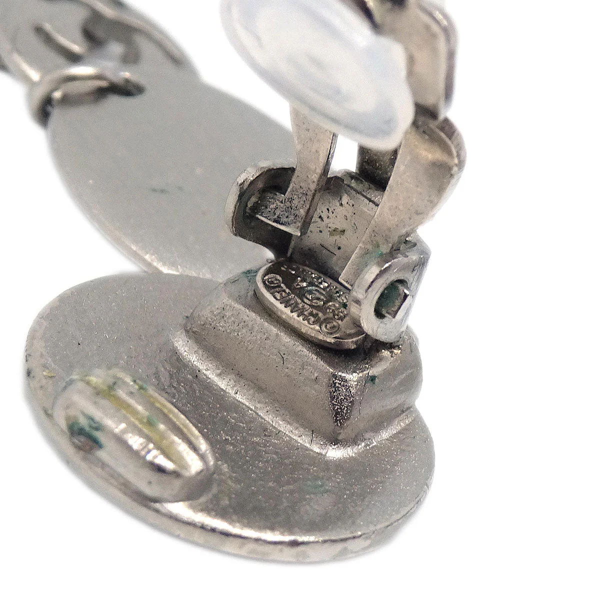 Chanel Dangle Button Clip-On Earrings Silver 99A - Image 4