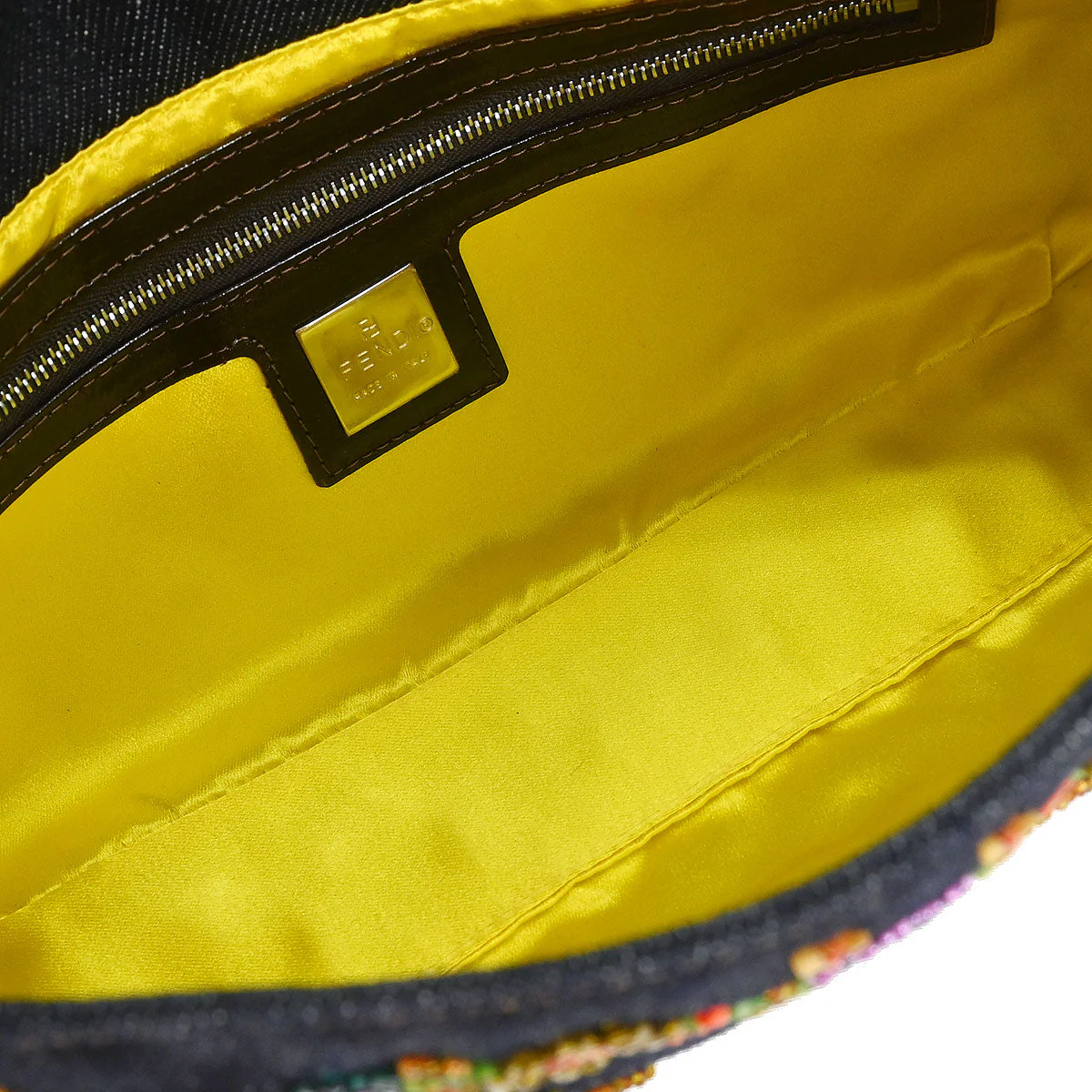 Fendi Navy Denim Beaded Baguette Handbag - Image 9