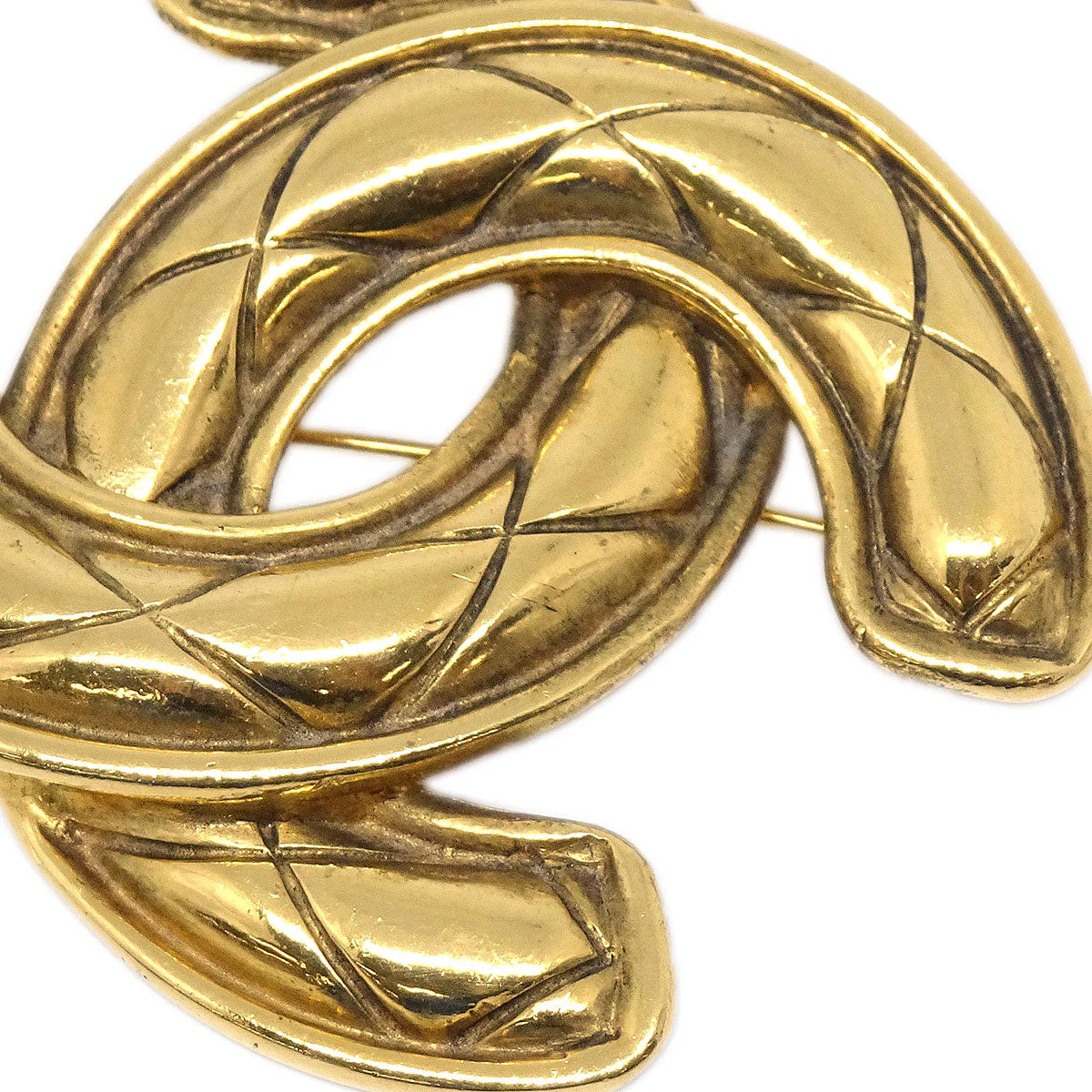 Chanel Quilted CC Brooch Pin Large Gold 1152 - Image 2