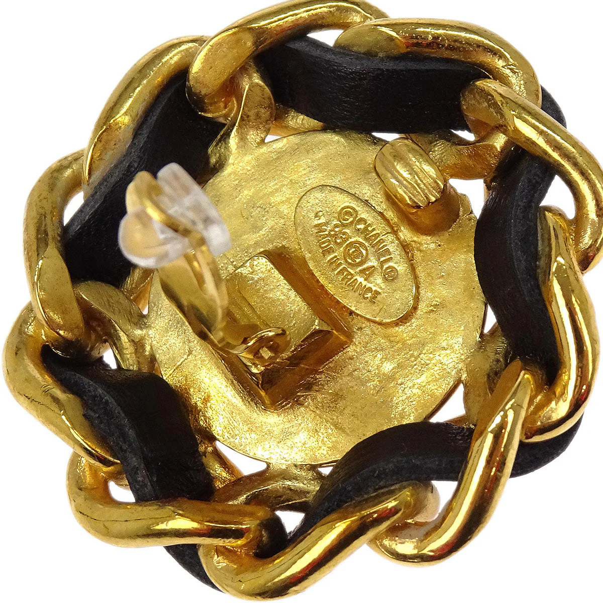 Chanel Gold Button Clip-On Earrings 93A - Image 4