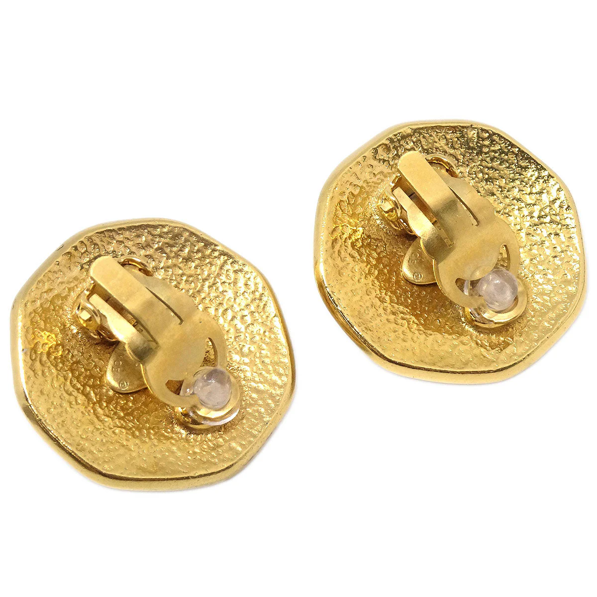 Chanel CC Costume Pearl Button Clip-On Earrings Gold 95P - Image 3