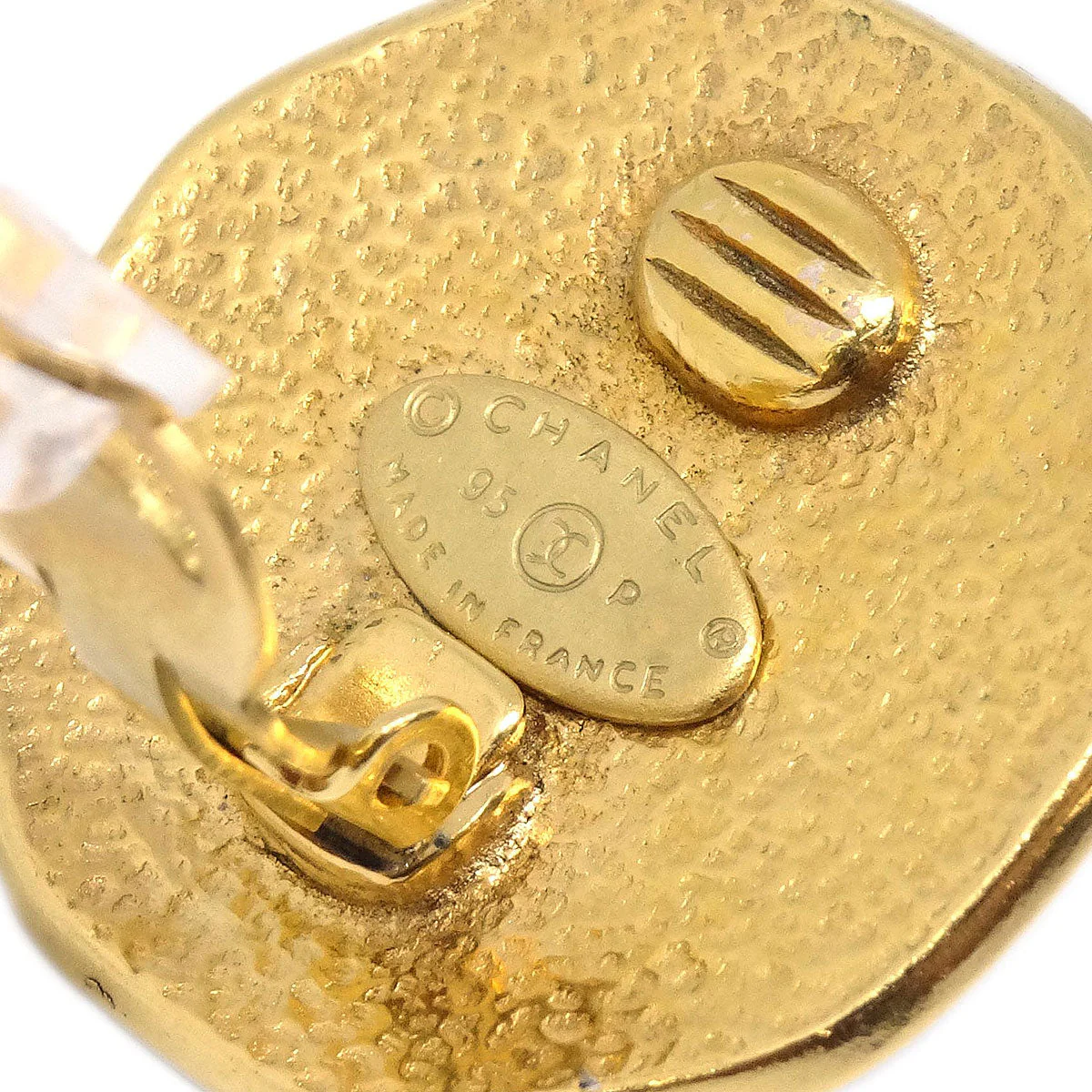 Chanel CC Costume Pearl Button Clip-On Earrings Gold 95P - Image 4