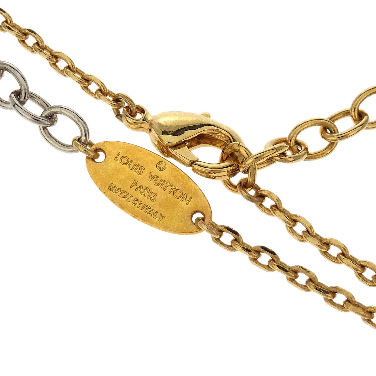 Louis Vuitton 2015 Bicolor Gold Silver Chain Necklace M68074 OB0155 - Image 3