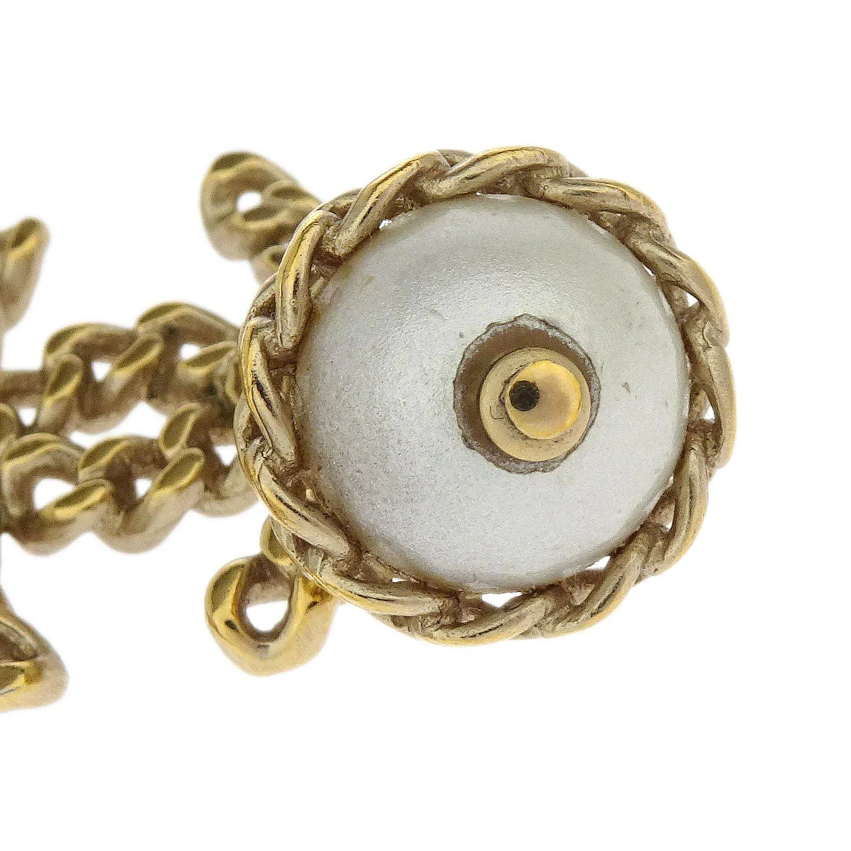 Chanel Charm CC Gold Chain Necklace Costume Pearl B16B - Image 3