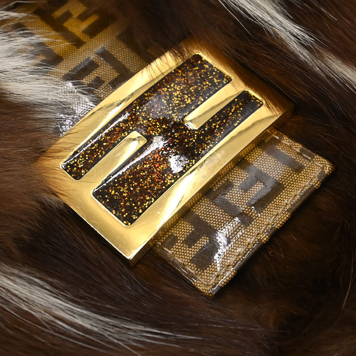 Fendi * 2000 Fitch Fur Inlay Baguette Bag - Image 3