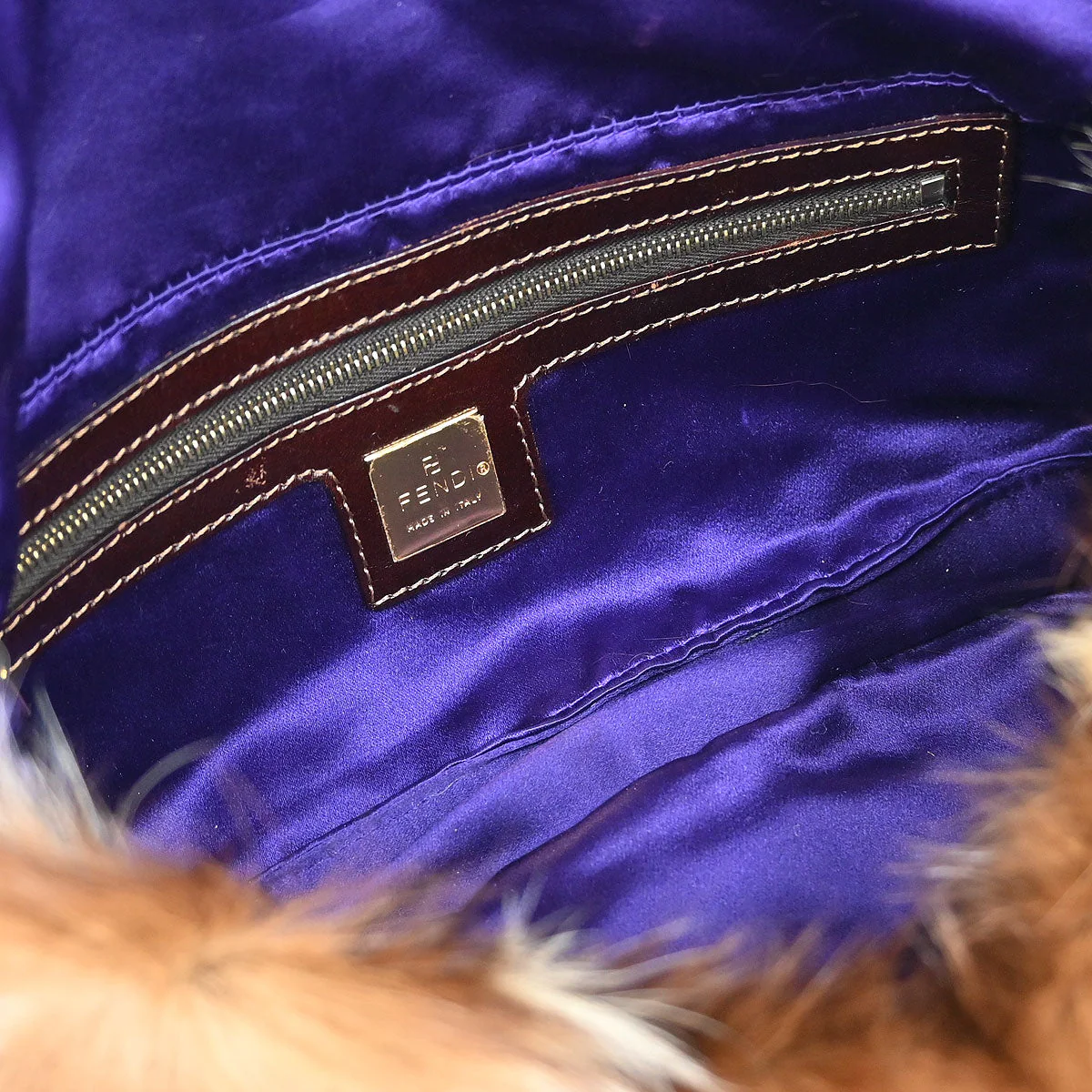 Fendi * 2000 Fitch Fur Inlay Baguette Bag - Image 8