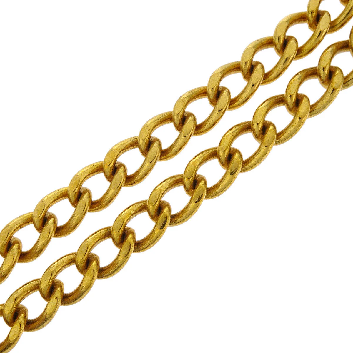 Chanel Turnlock Charm Gold Chain Necklace Rhinestone 96A - Image 3