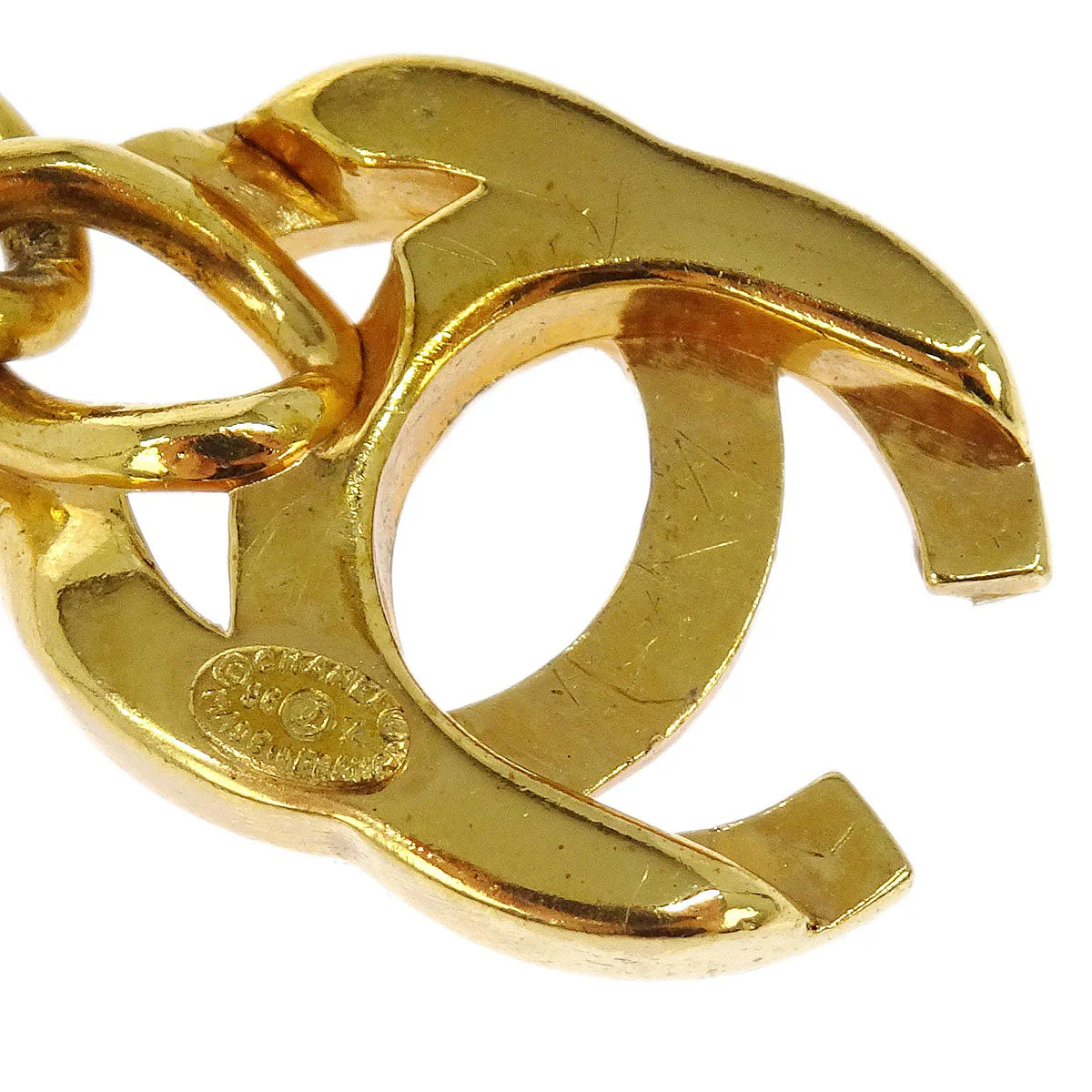 Chanel Turnlock Charm Gold Chain Necklace Rhinestone 96A - Image 4