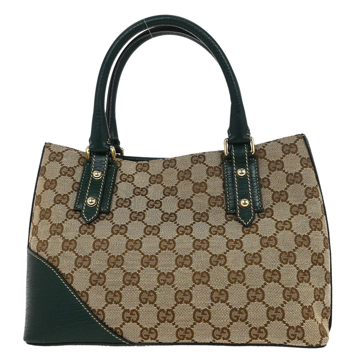 Gucci Brown Green Horsebit GG Tote Bag - Image 2