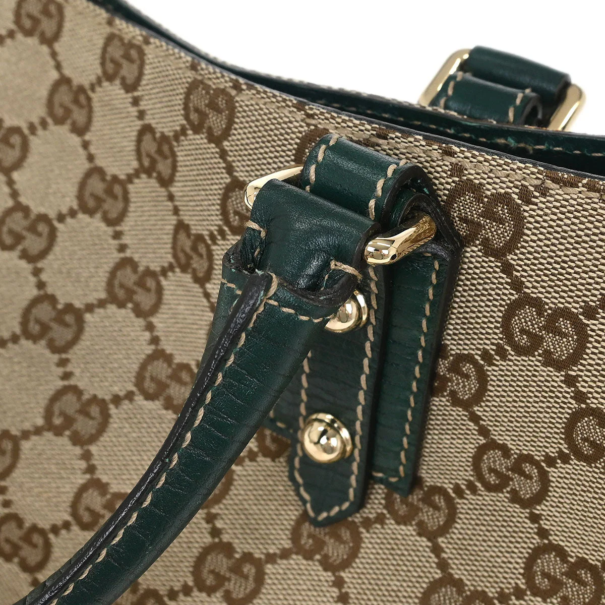 Gucci Brown Green Horsebit GG Tote Bag - Image 5