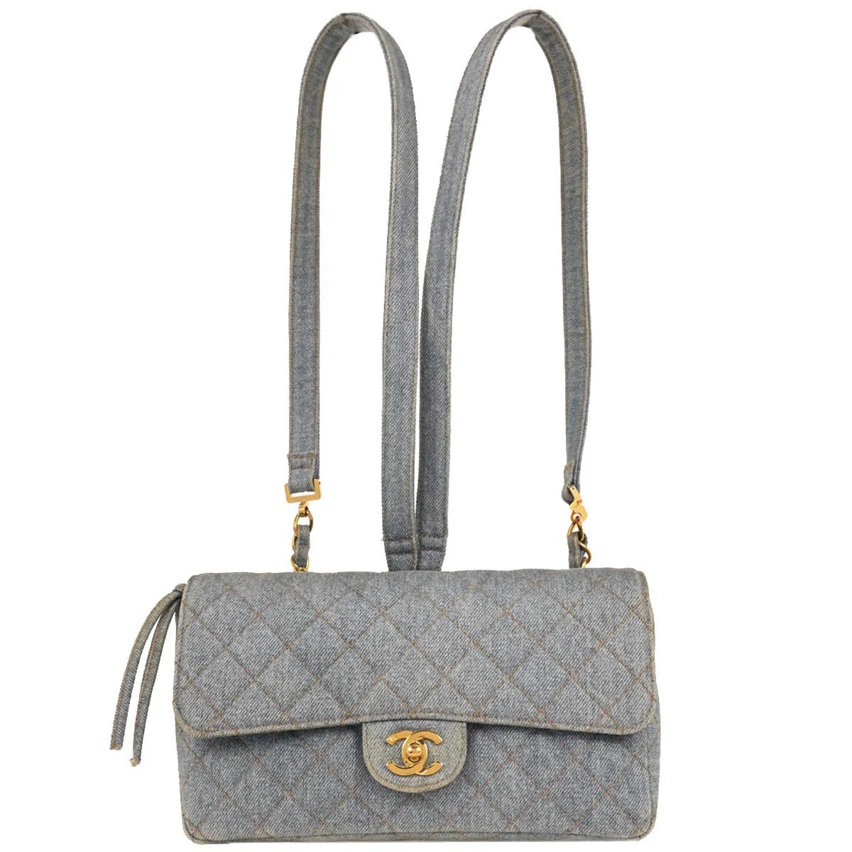 Chanel 1996-1997 Light Blue Denim Backpack