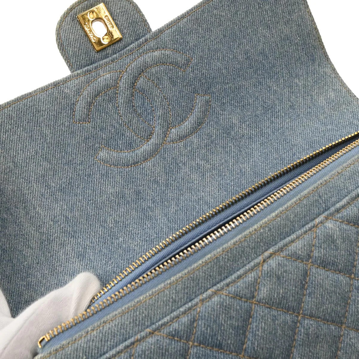 Chanel 1996-1997 Light Blue Denim Backpack - Image 6