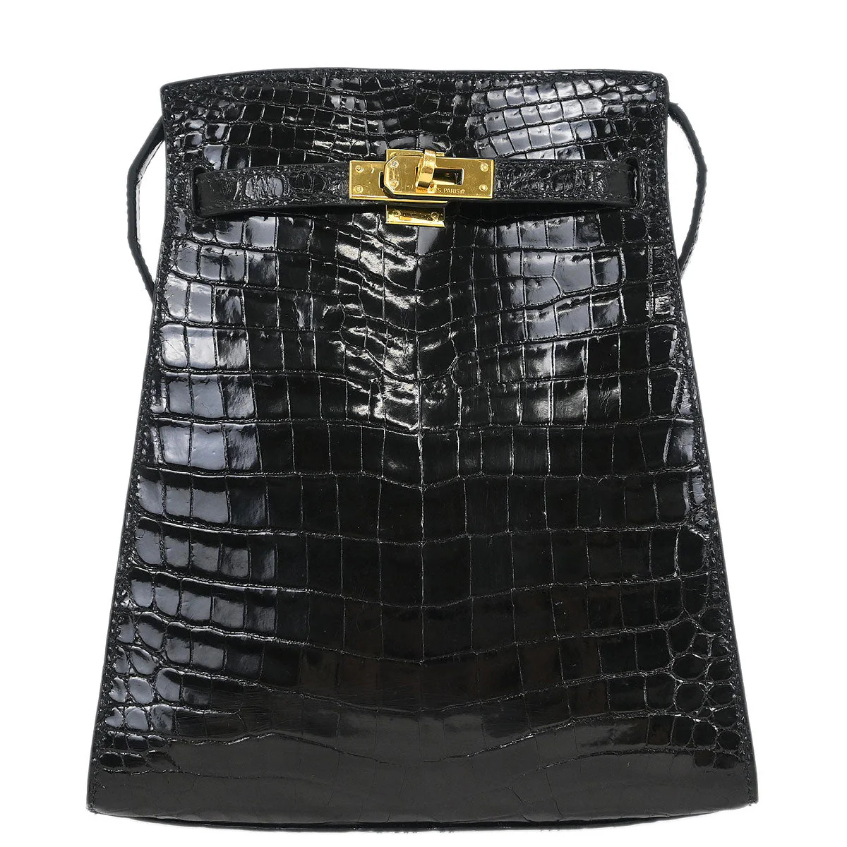 Hermes * Black Crocodile Kelly Sport PM Shoulder Bag