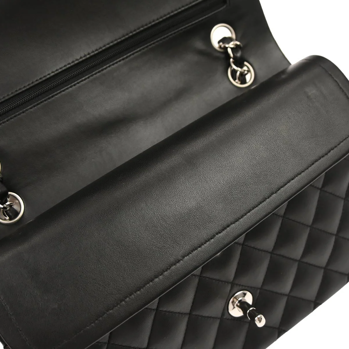 Chanel 2010-2011 Black Lambskin Medium Classic Double Flap Shoulder Bag - Image 6