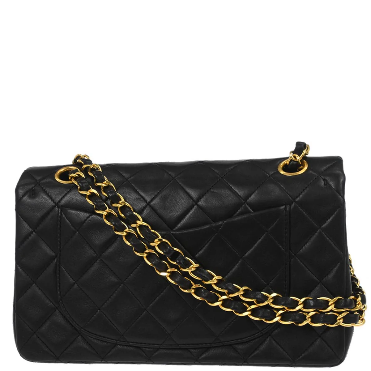 Chanel Black Lambskin Small Classic Double Flap Shoulder Bag - Image 2