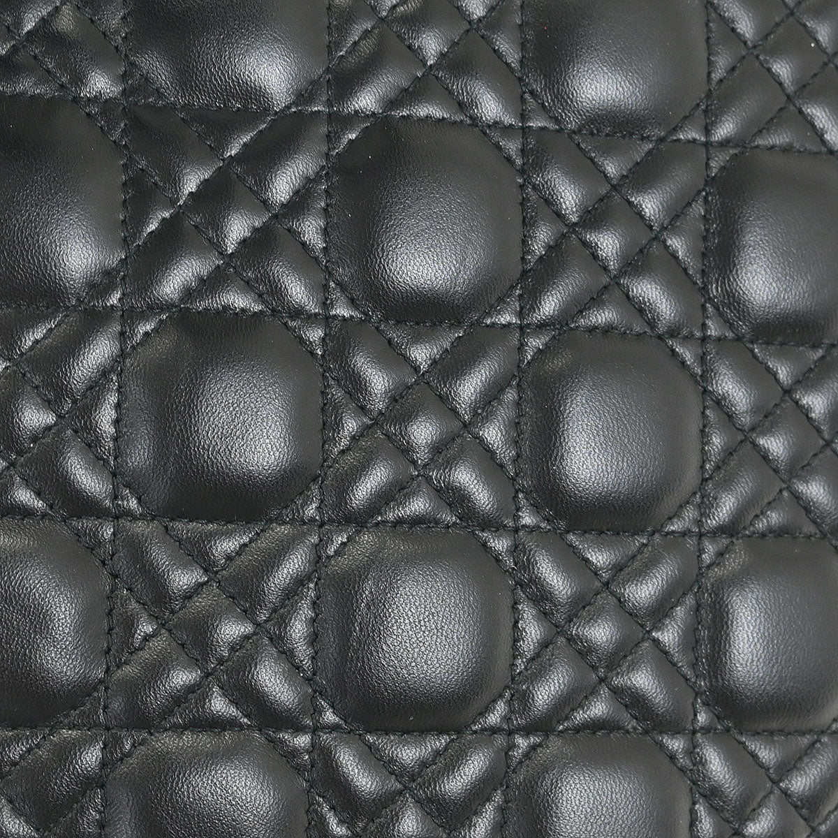 Christian Dior Black Lambskin Large Lady Dior Cannage 2way Handbag - Image 7