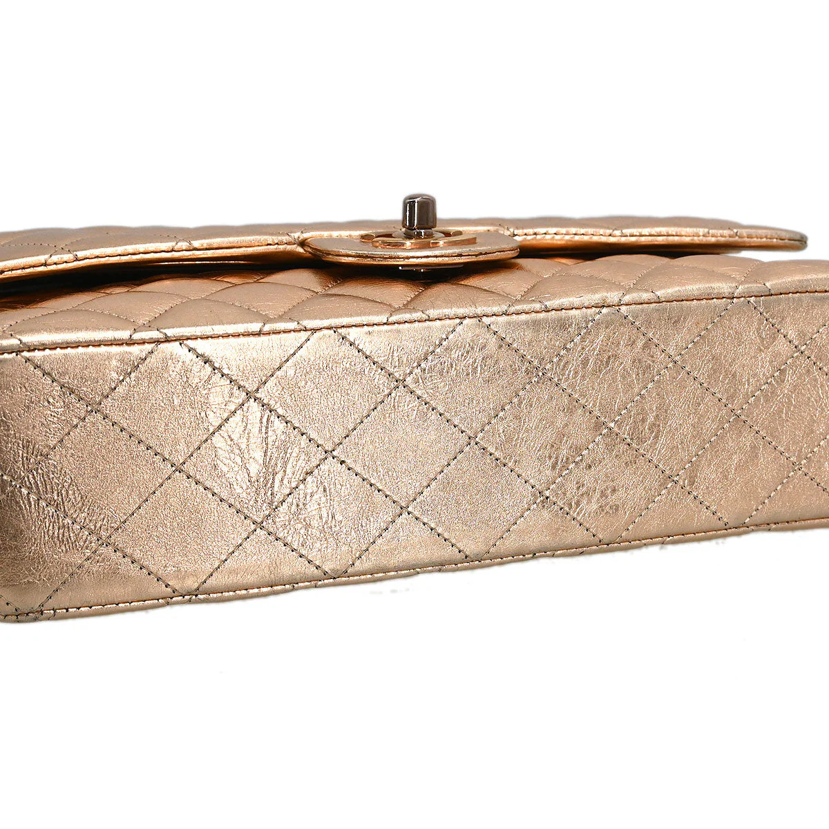Chanel * 2008-2009 Gold Lambskin Medium Classic Double Flap Shoulder Bag - Image 3