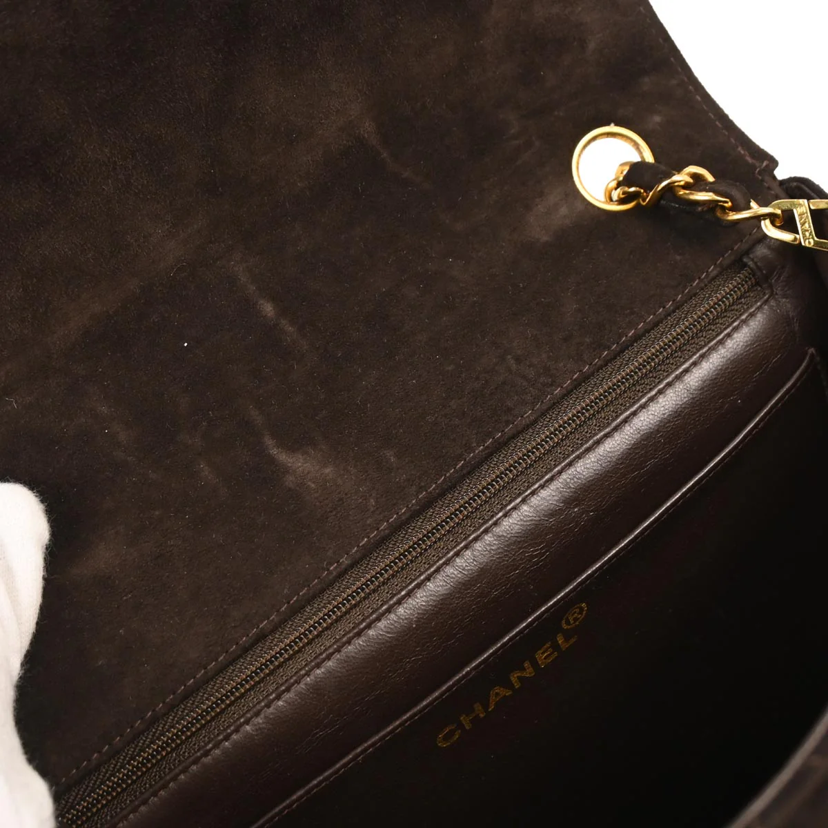 Chanel Brown Suede Shoulder Bag - Image 7