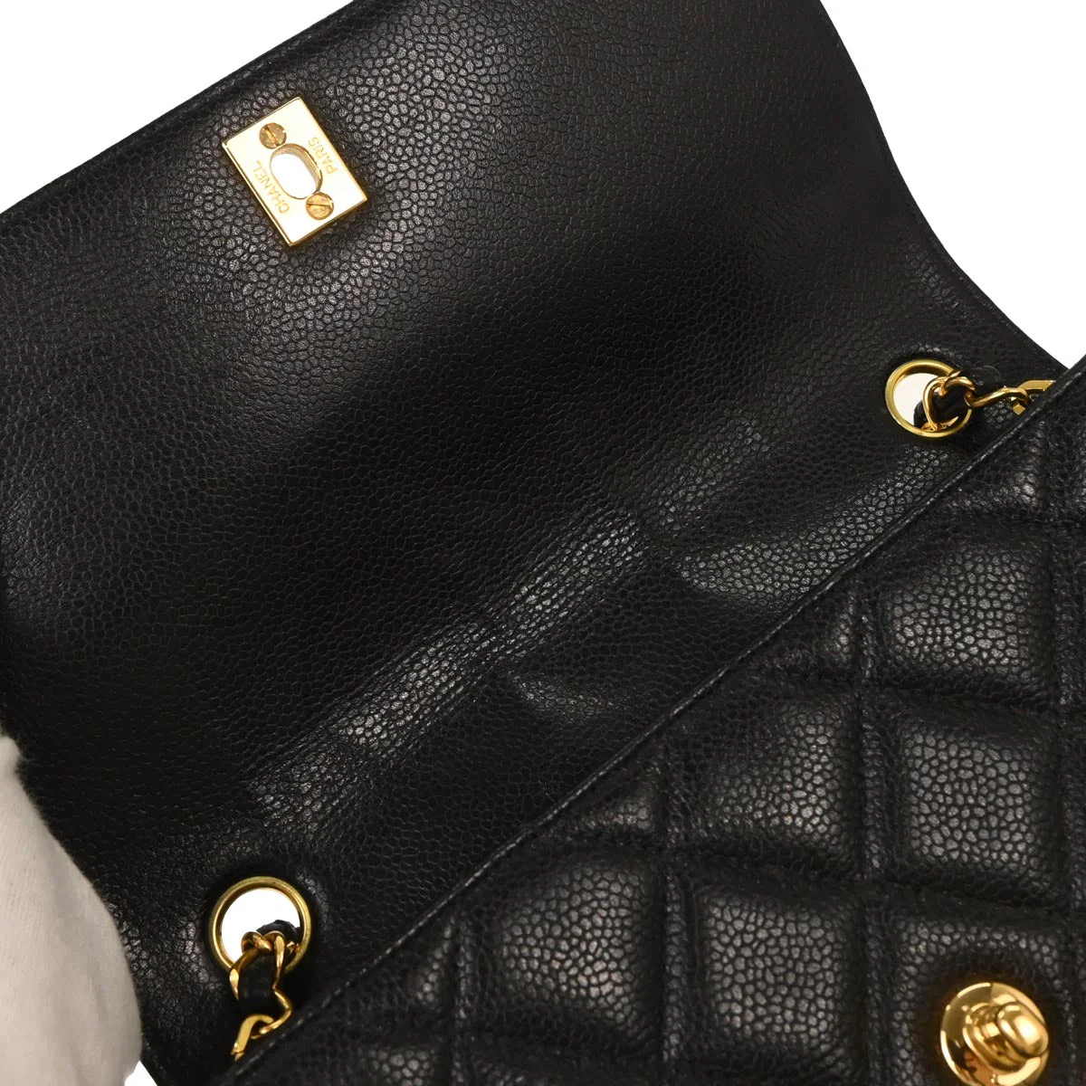 Chanel 1996-1997 Black Caviar Shoulder Bag - Image 6