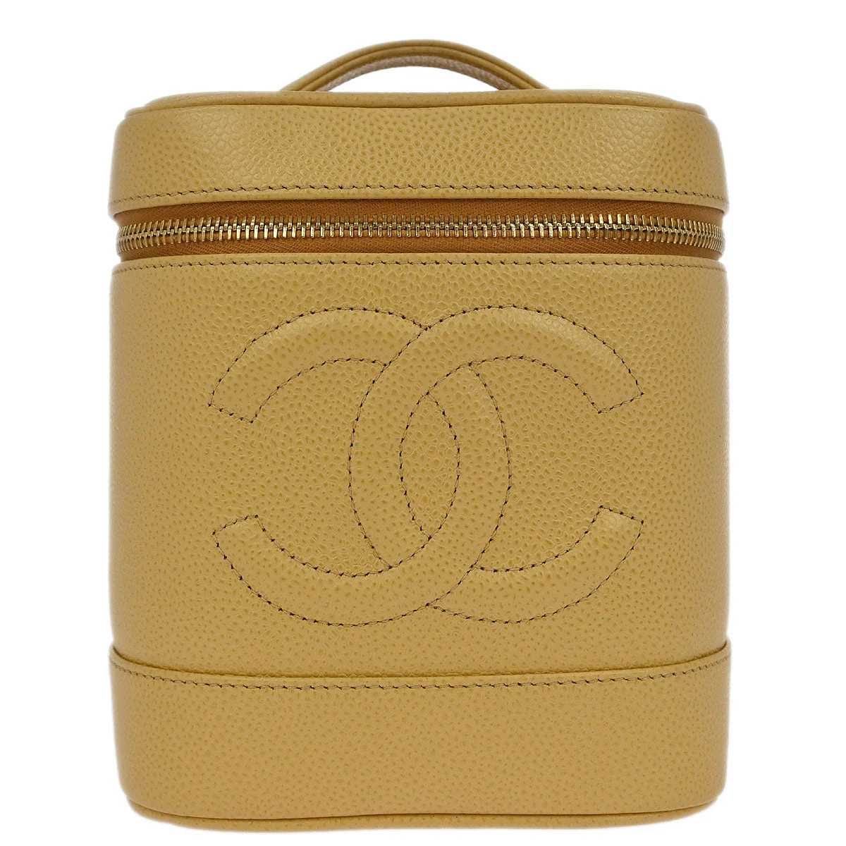Chanel 2003-2004 Beige Caviar Timeless Vanity Handbag