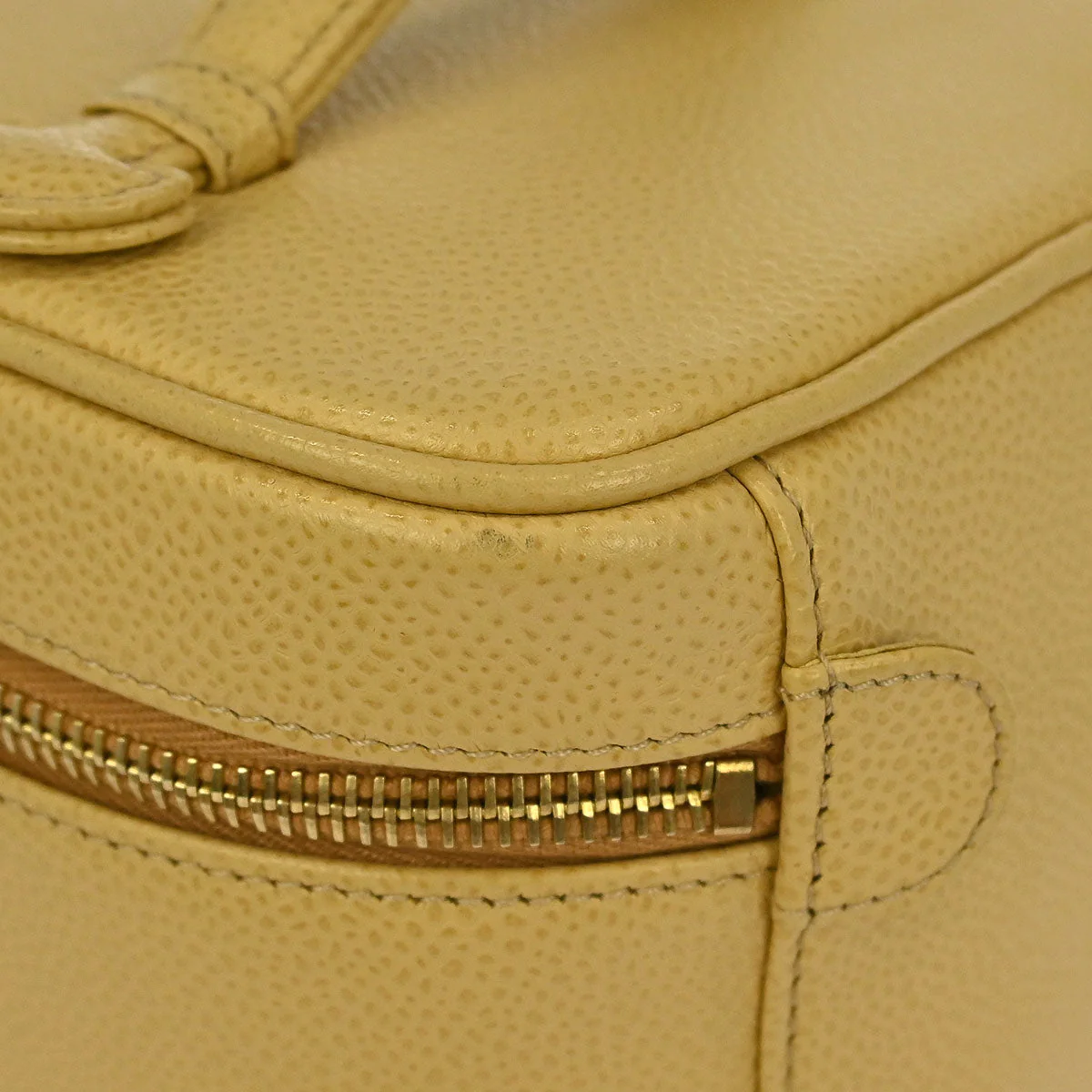 Chanel 2003-2004 Beige Caviar Timeless Vanity Handbag - Image 6