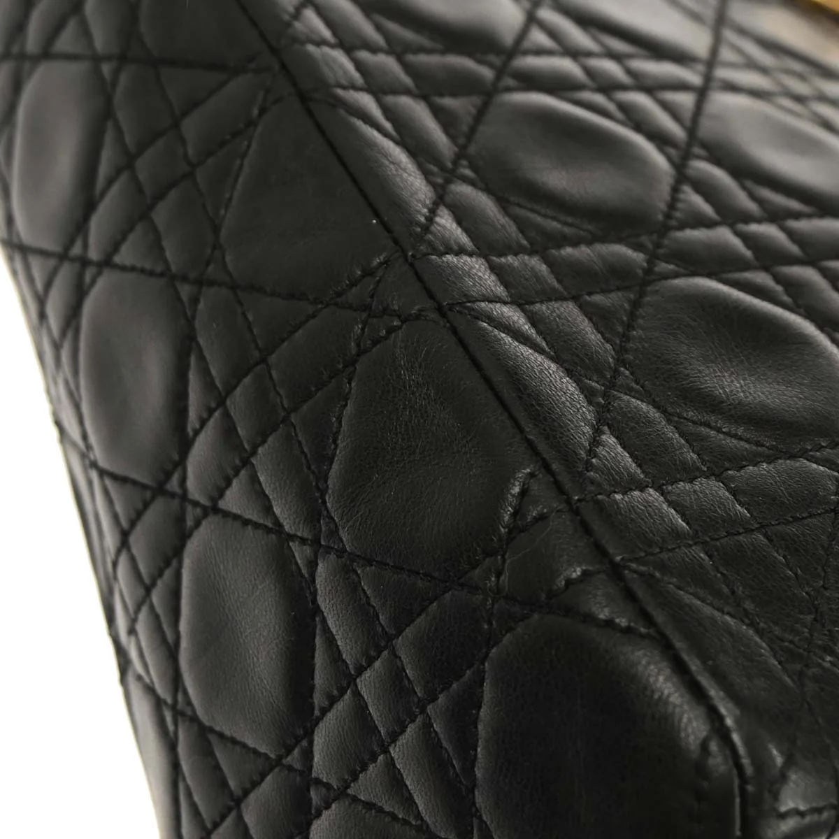 Christian Dior Black Lambskin Lady Dior Cannage 2way Shoulder Handbag - Image 4