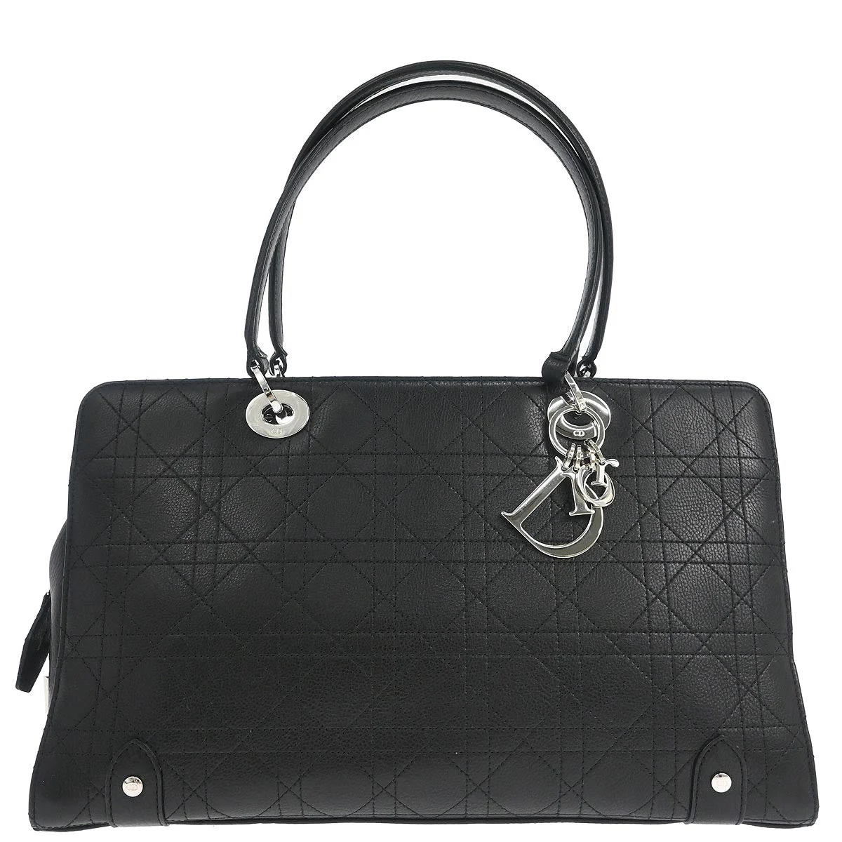 Christian Dior Black Lambskin Cannage Tote Handbag - Image 11
