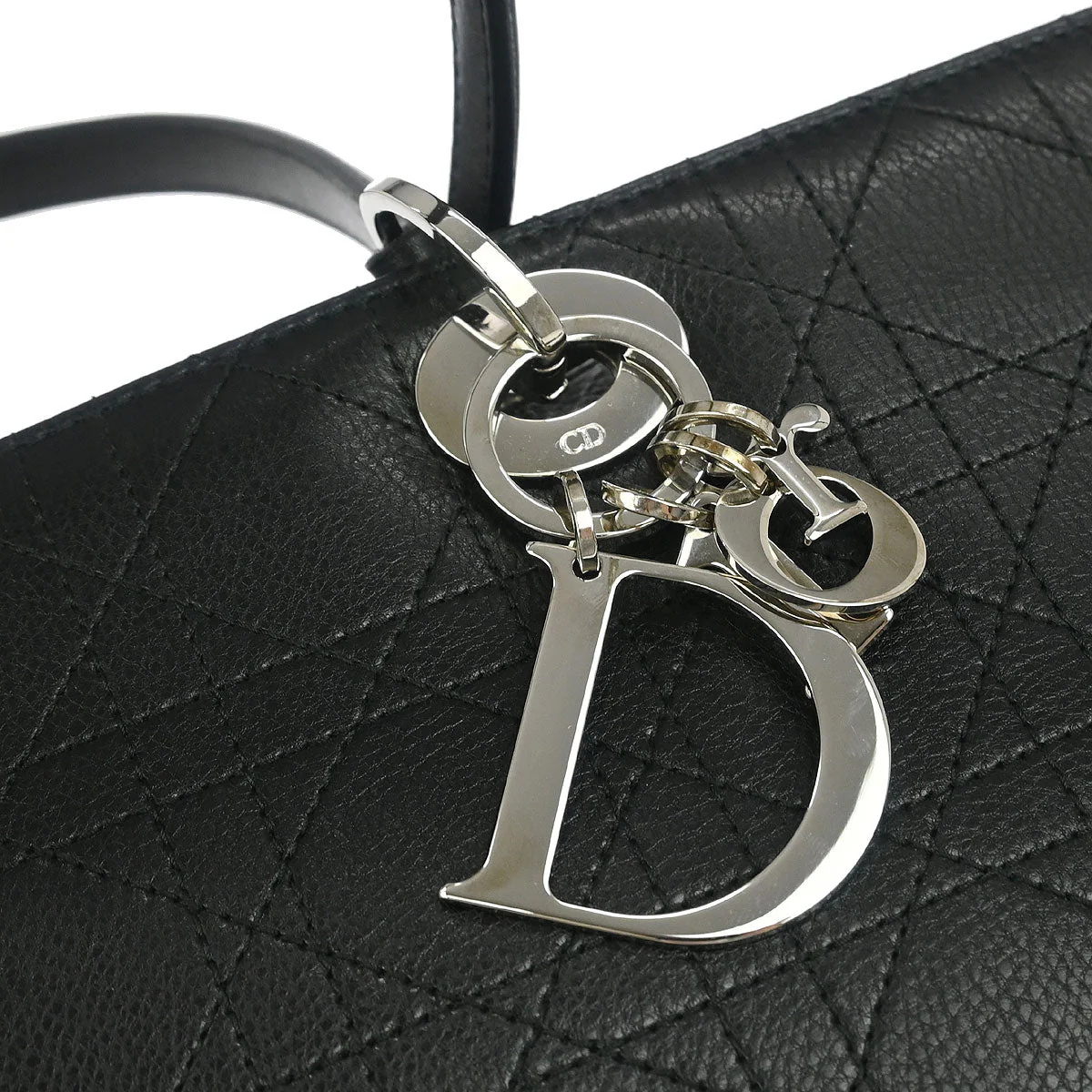 Christian Dior Black Lambskin Cannage Tote Handbag - Image 4
