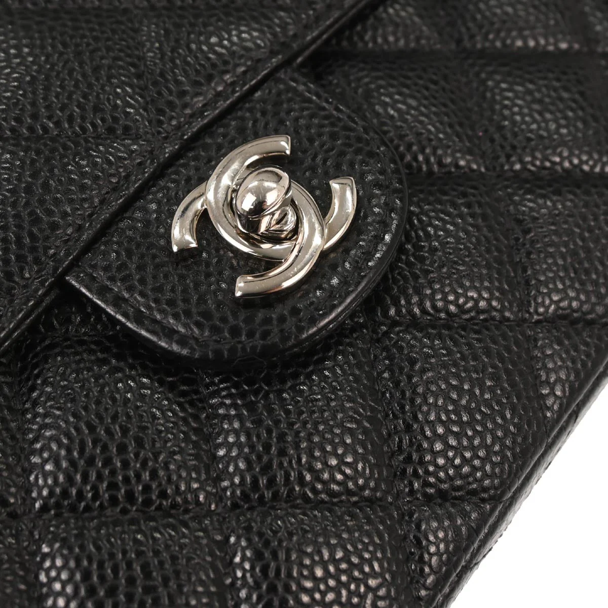 Chanel 2000-2002 Black Caviar Skin Mini Classic Square Flap Bag 17 - Image 6