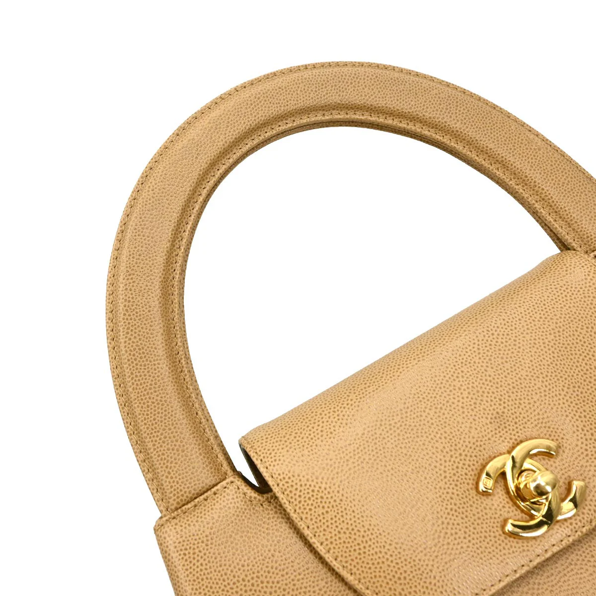 Chanel 1997-1999 Beige Caviar Handbag - Image 5