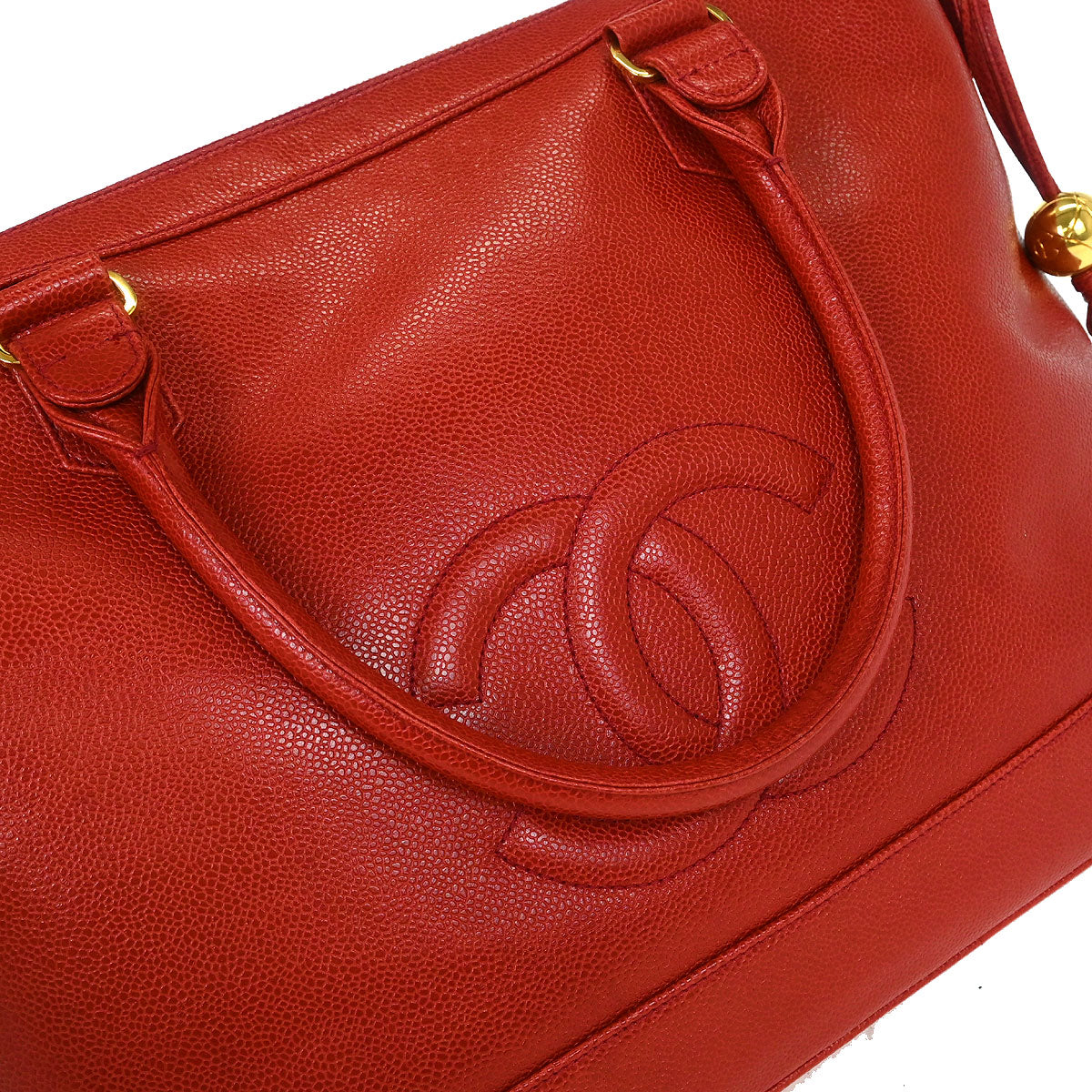 Chanel 1994-1996 Red Caviar Handbag - Image 6
