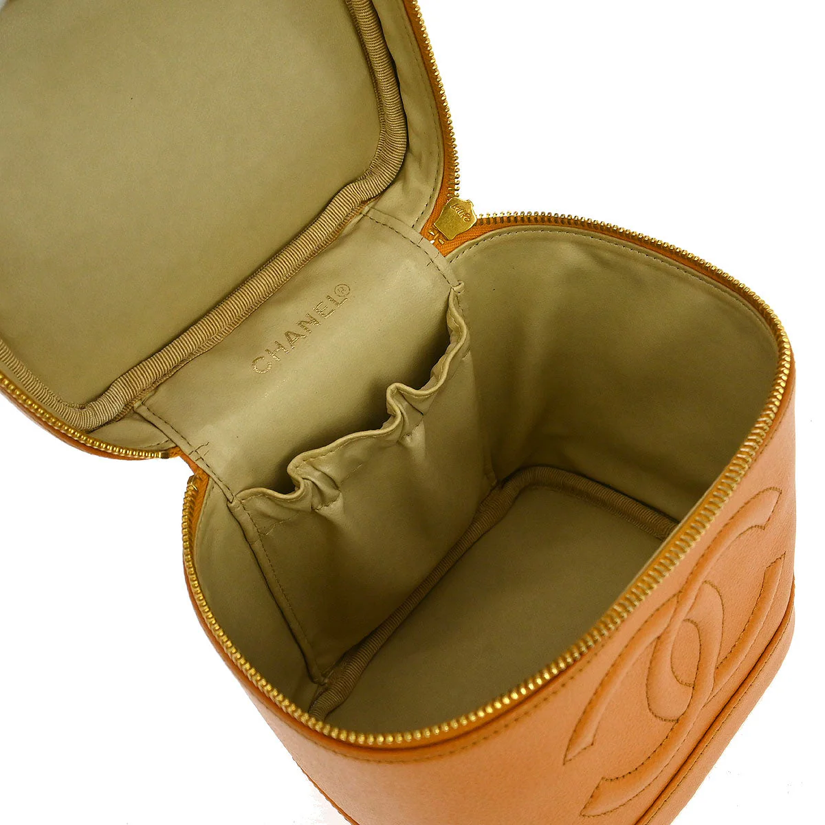 Chanel 1997-1999 Orange Caviar Timeless Vanity Handbag - Image 7