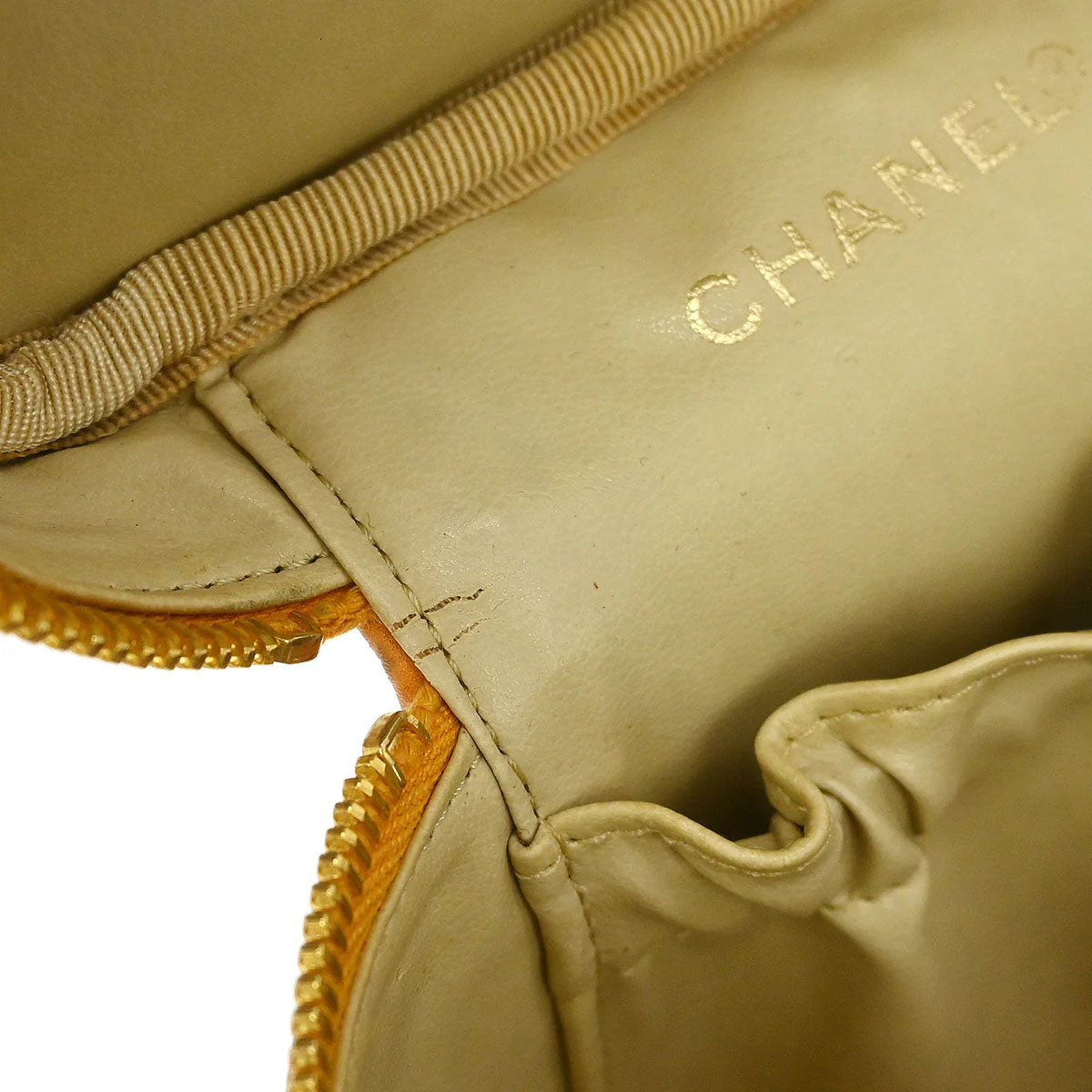 Chanel 1997-1999 Orange Caviar Timeless Vanity Handbag - Image 8