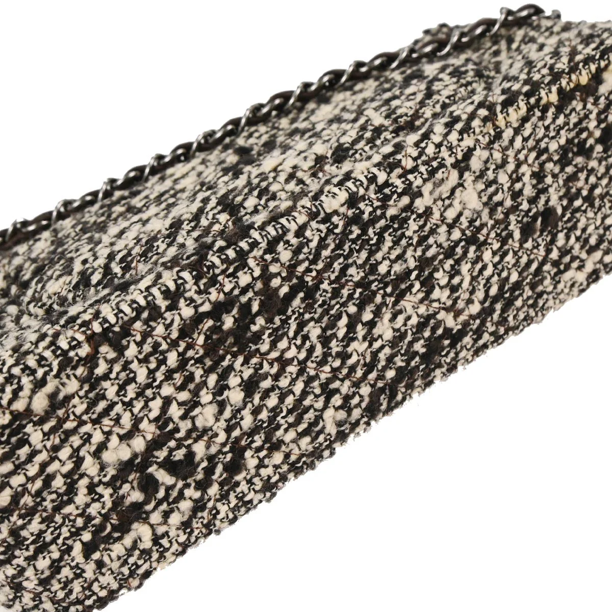 Chanel 2005-2006 Brown Tweed Medium Classic Double Flap Shoulder Bag - Image 3