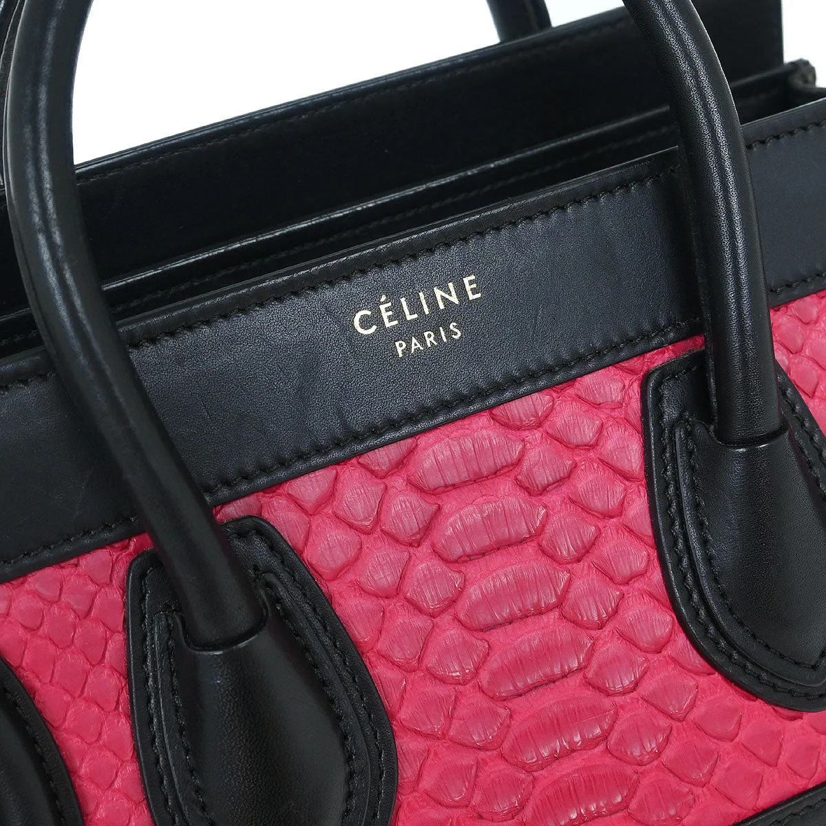 Celine * Tricolor Python Luggage Nano Handbag - Image 5