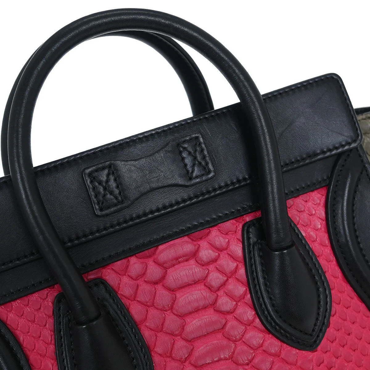 Celine * Tricolor Python Luggage Nano Handbag - Image 6